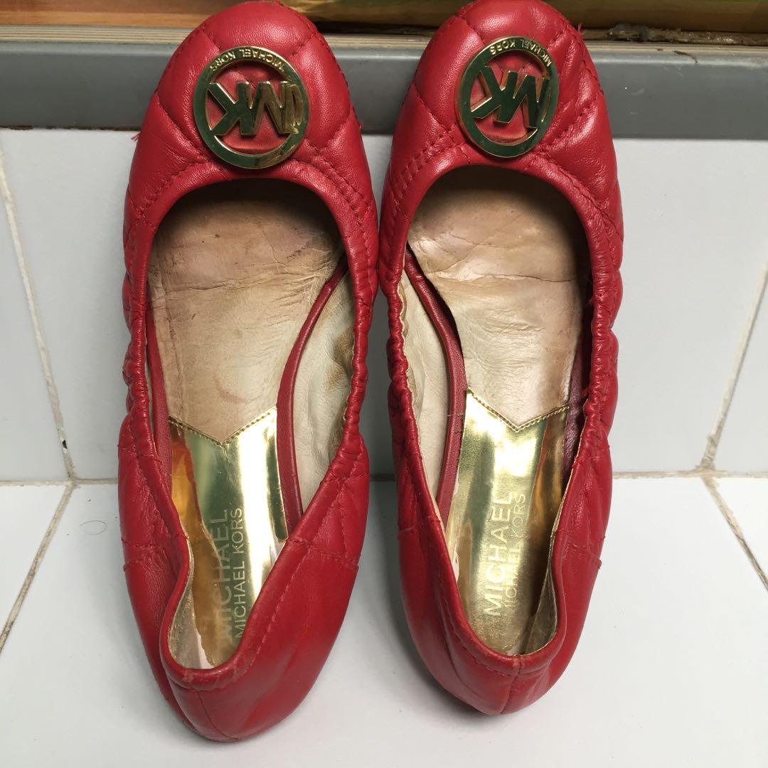 michael kors red flat shoes
