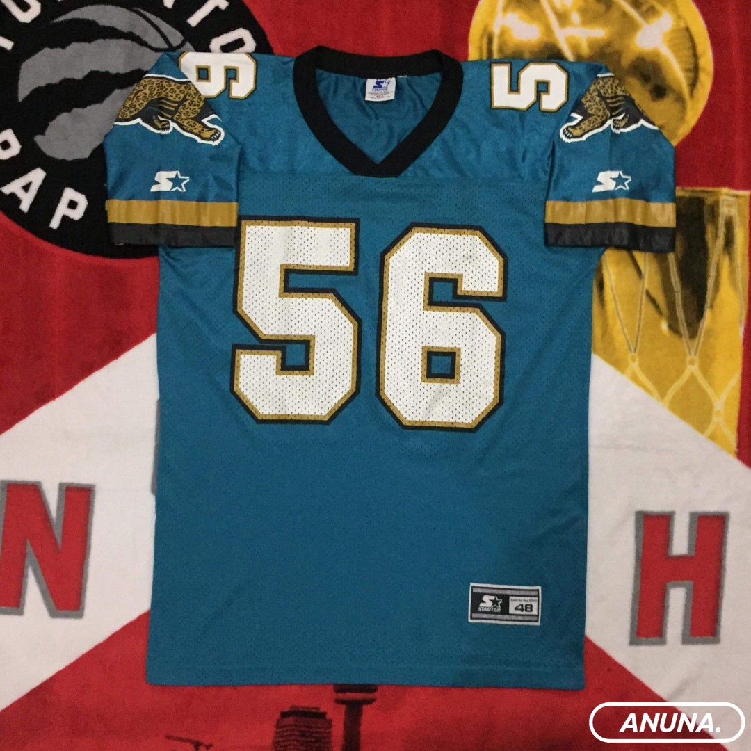 Vintage 90s Champion Jacksonville Jaguars Jeff Lageman Jersey Size 48 Teal  NFL
