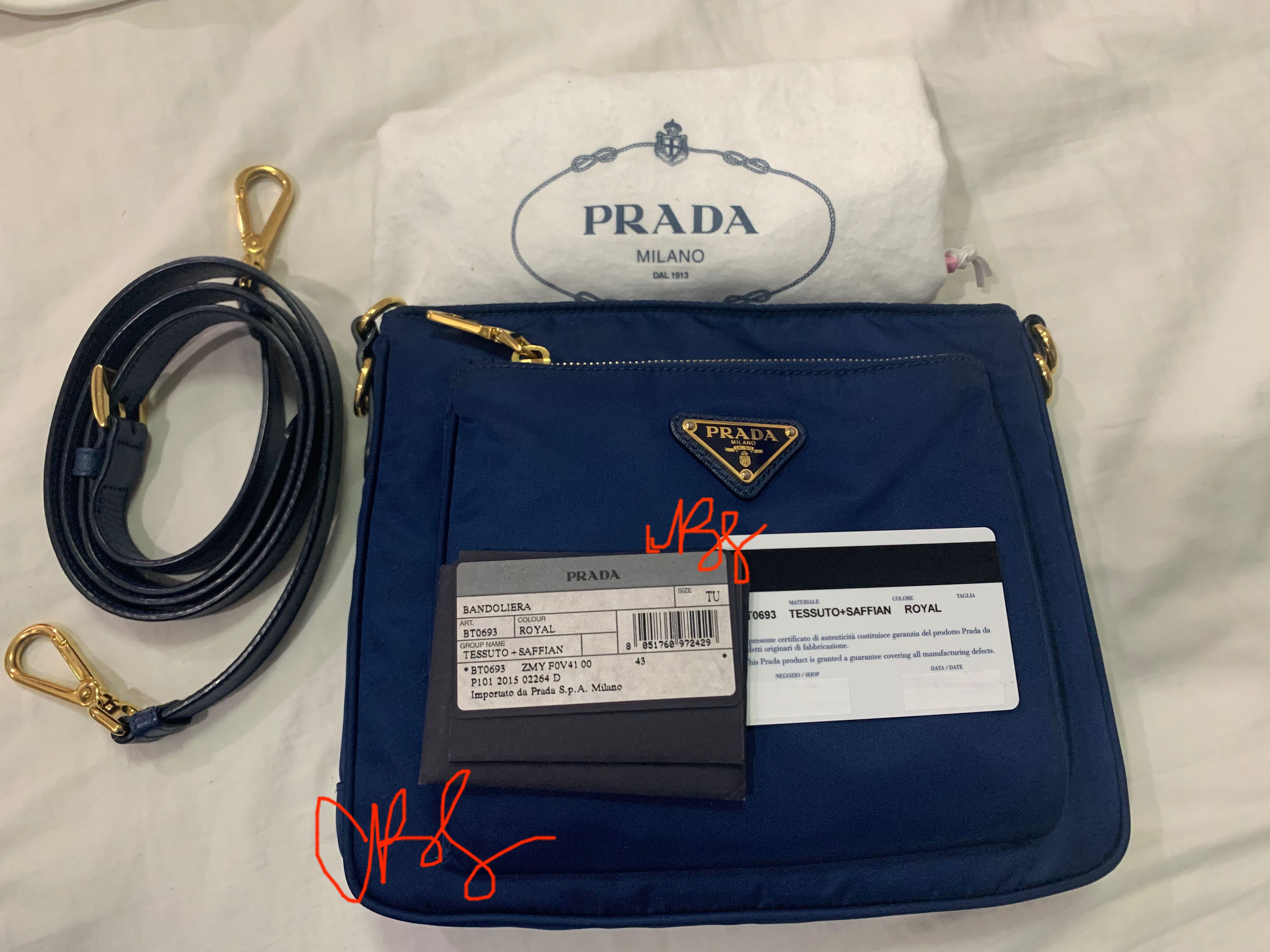 Prada Bandoliera Tessuti Saffiano Royal Blue Luxury Bags Wallets on Carousell