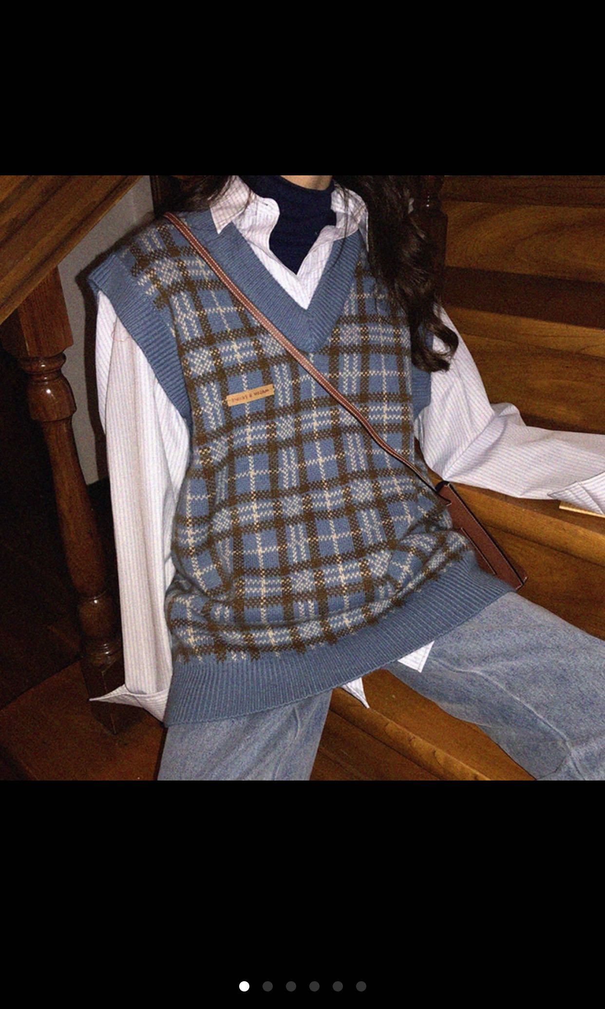plaid knit vest