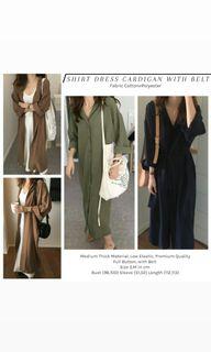 Shirt dress cardigan with belt