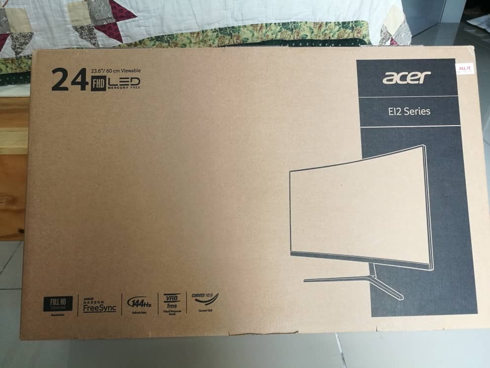Acer E12 Series 24 Inch 144hz Curved monitor, Computers & Tech, Parts