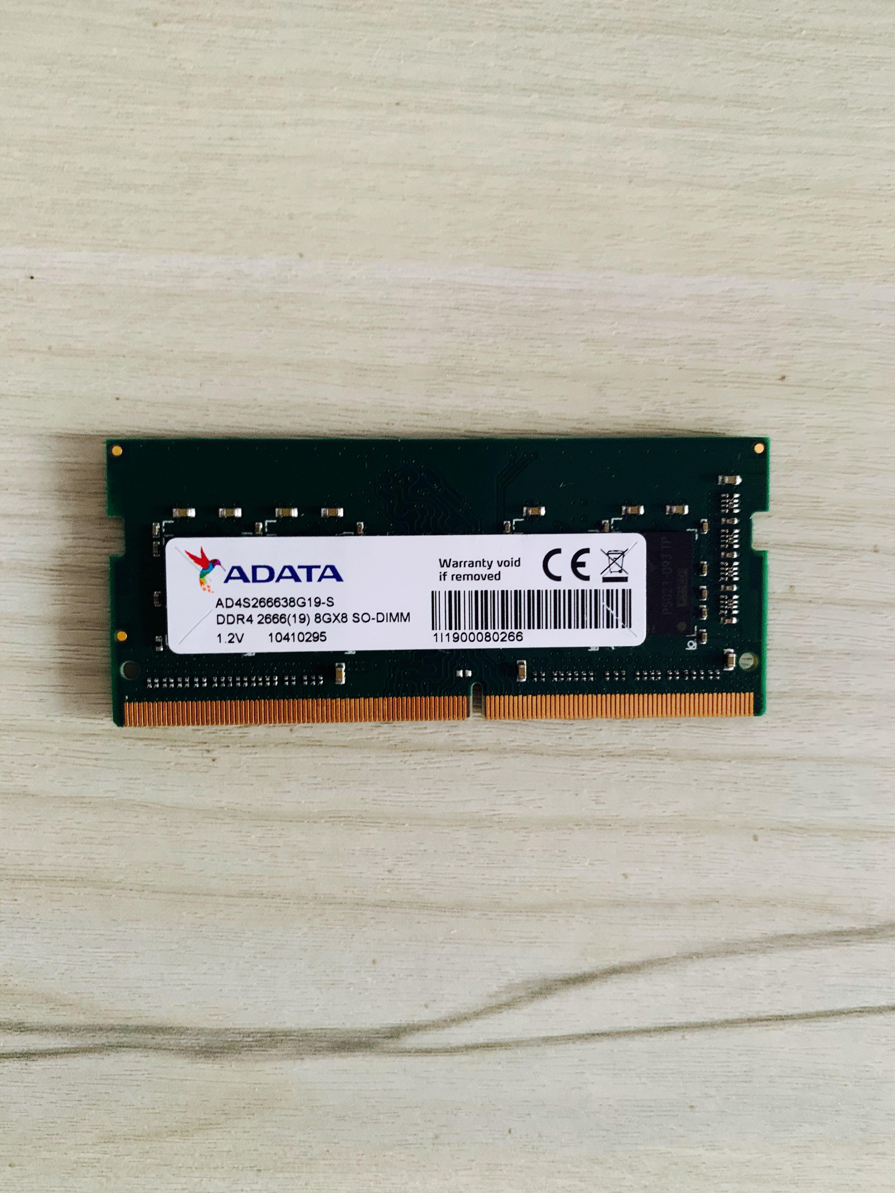 Adata 8gb Ddr4 2666mhz Sodimm For Laptop Electronics Computer Parts Accessories On Carousell