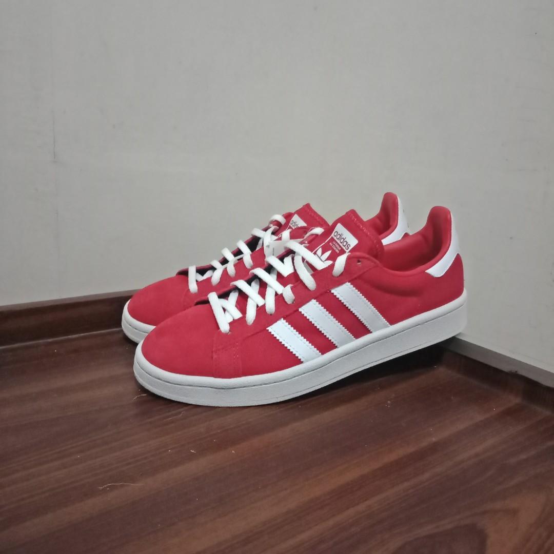 Adidas campus red, Women's Fashion, Footwear, Sneakers on Carousell