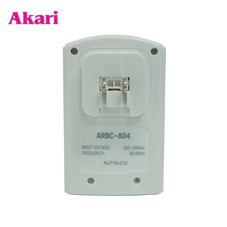 AKARI Battery Charger (ARBC-804) (Category: Chargers) located in Las Pinas. Submitted by dyoza2008 (Listing ID 1043816481, Image 3). Description: SRP- 999.75 Automatic Charger with 4x 2800mAh Battery 220-240Vac 50/60Hz up to 1000 Cycles Can Charge 2pcs AA AND 2pcs AA Charging Time: 10hrs Color: White.