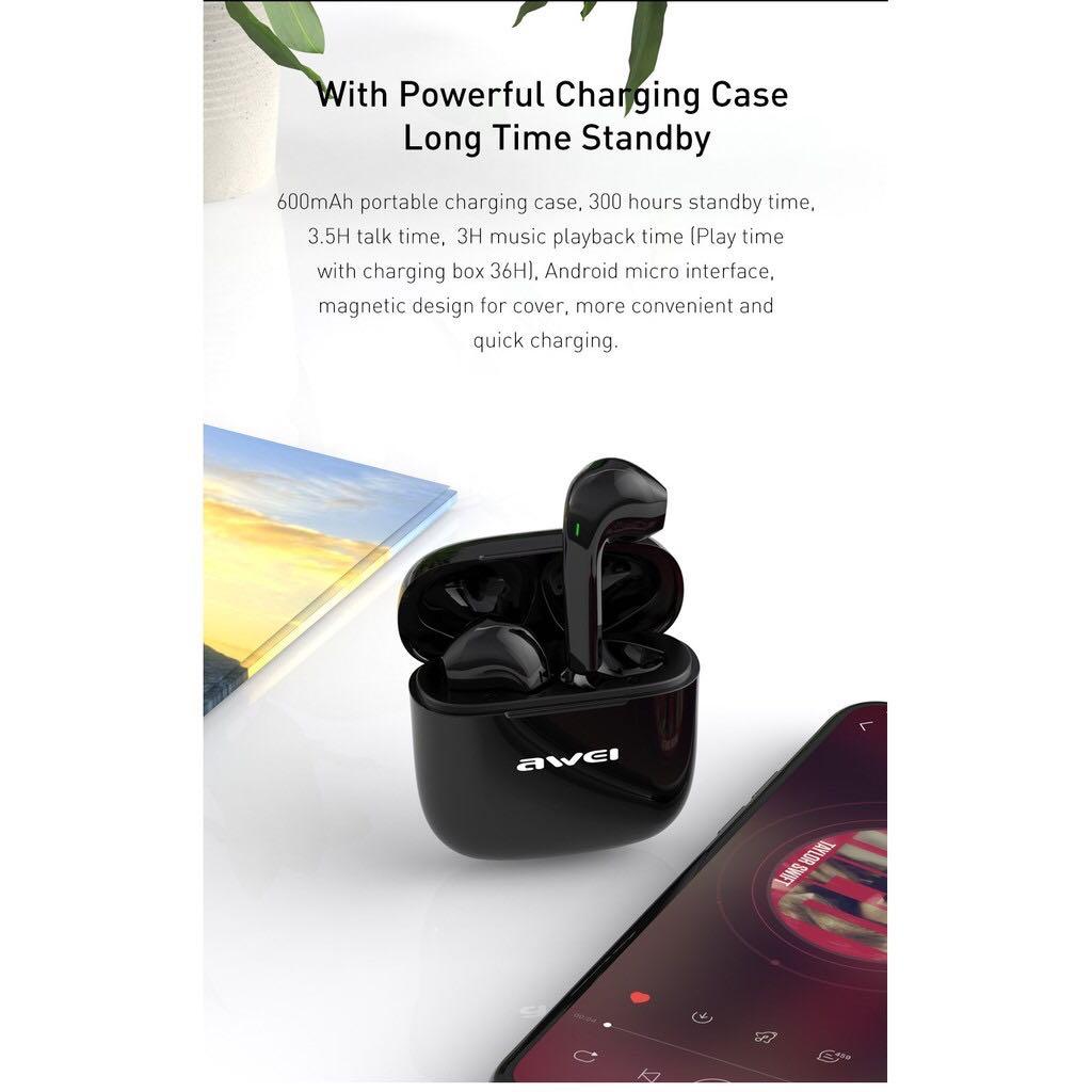 Awei T26 Bluetooth 5.0 IPX4 Wireless Earphones with Charging Case