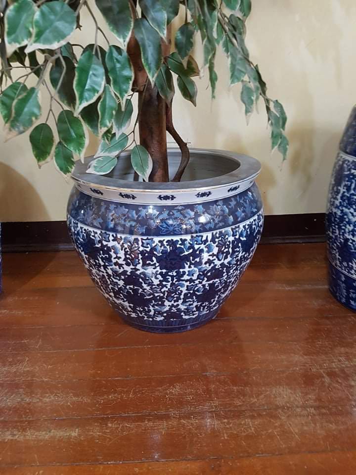 Blue Oriental Plant Pot Jar, Furniture & Home Living, Home Improvement
