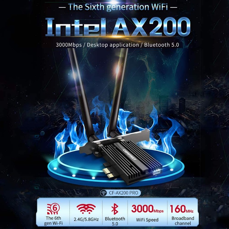 COMFAST AX200 WiFi 6 Card 160Mhz for PC| Bluetooth 5.0| Pcie WiFi Card ...