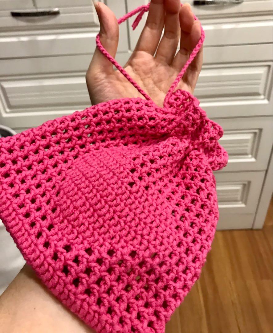 Crochet Heart Net Pouch Bag - Love Crochet