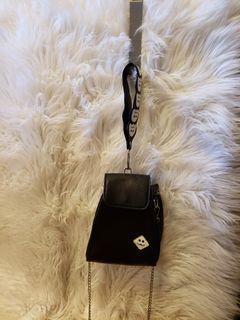 Cute black purse with ghost emoji strap