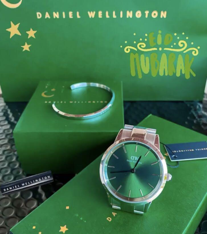 Daniel Wellington 36mm silver Iconic Link Limited edition with emerald  green dial