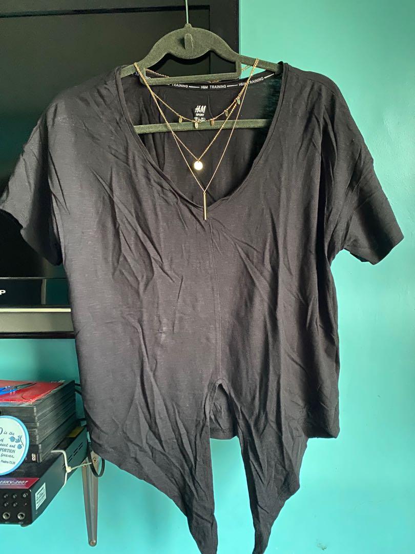 H M Sport Black Shirt Women S Fashion Tops Shirts On Carousell