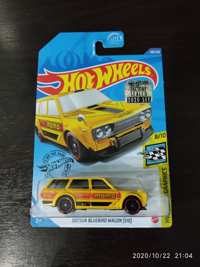 2020 Hot Wheels Kroger Exclusive Datsun Bluebird Wagon 510 MOMO Yellow Lot of 2