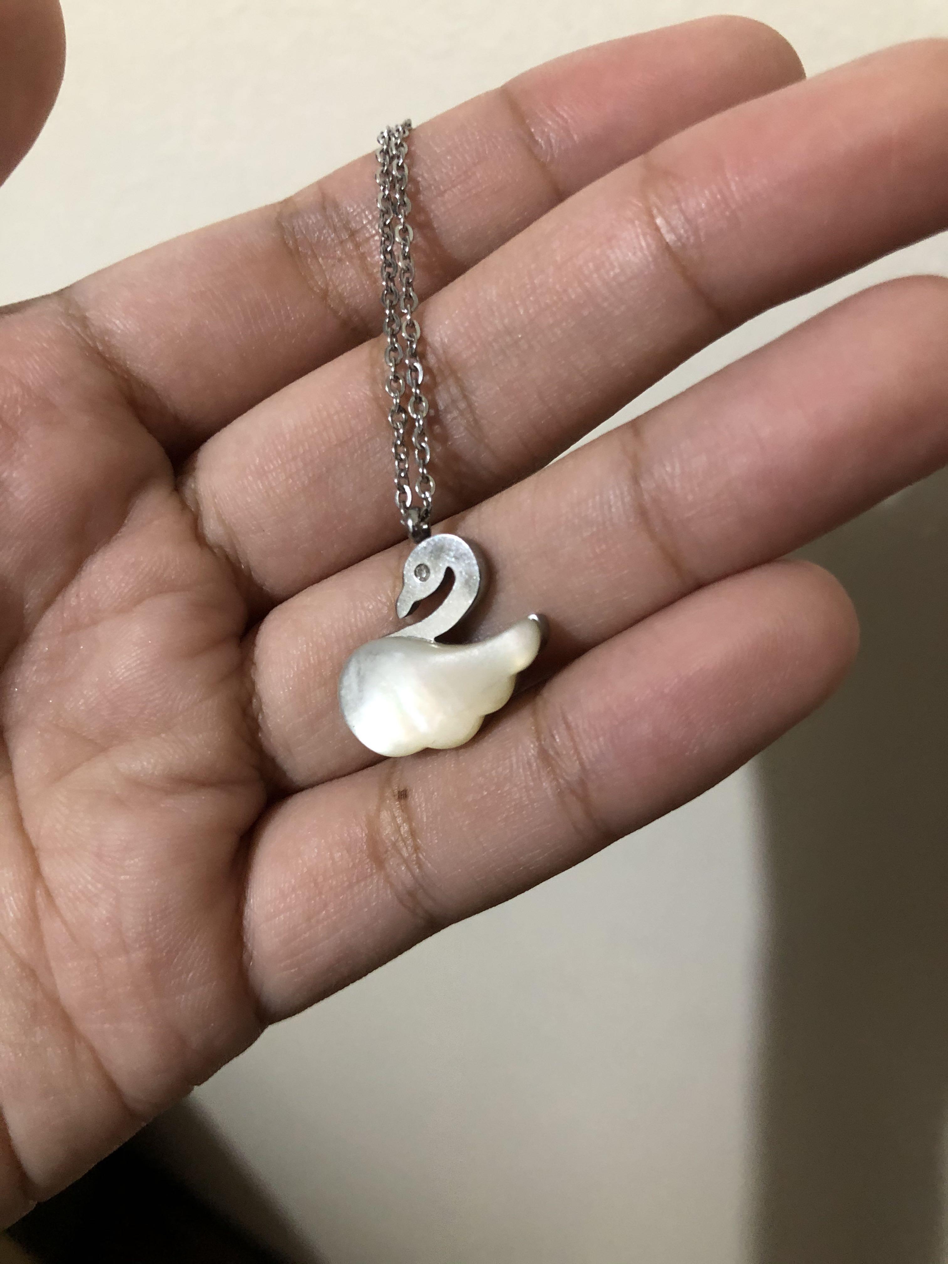Imono Necklace Chain with Mother of Pearl Swan Pendant Women s Fashion Jewelry Organizers Necklaces on Carousell