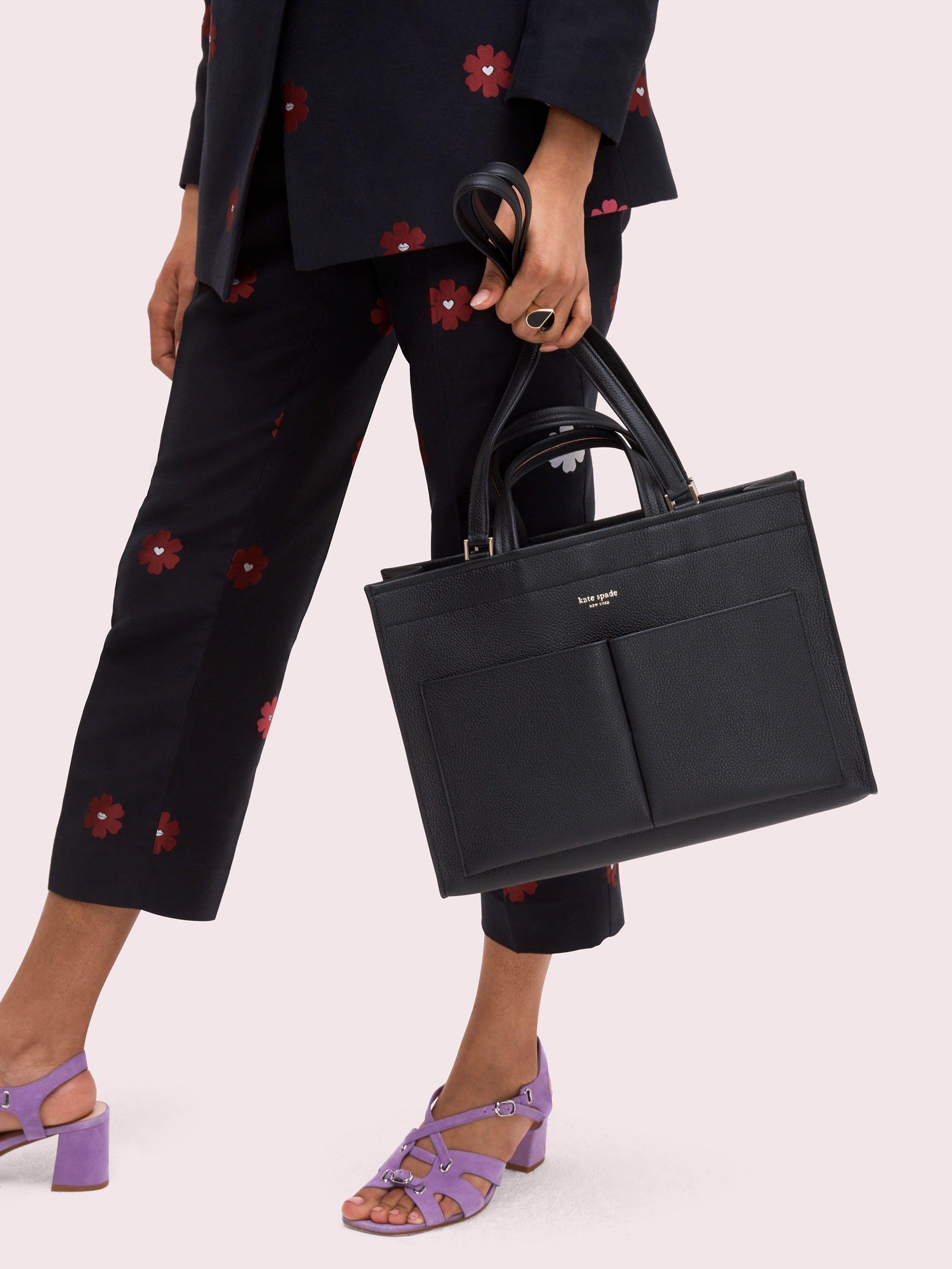 Kate Spade Ori Sam large Pocket Satchel tas Bag Tote kerja Hitam