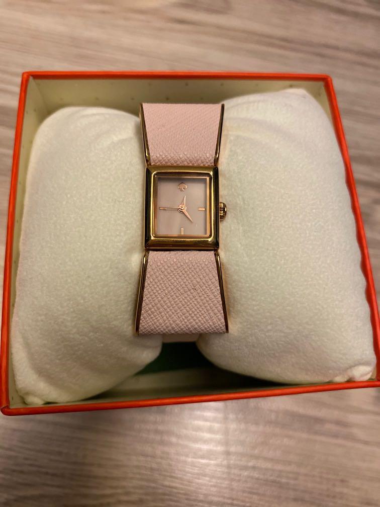 Kate Spade Kenmare Leather Pink Dial Bow Ladies Watch, Luxury, Watches on  Carousell