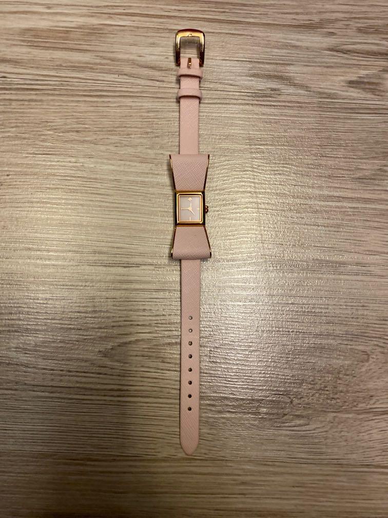 Kate Spade Kenmare Leather Pink Dial Bow Ladies Watch, Luxury, Watches on  Carousell