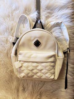 Large white knapsack purse