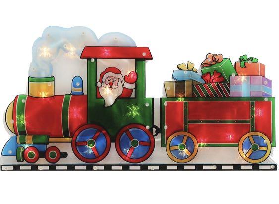 LED Santa Train Double Sided Window Silhouette Christmas Decoration ...