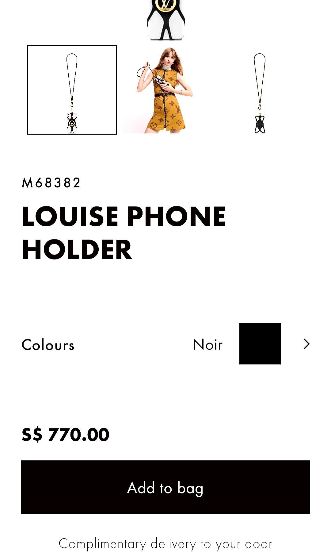 LOUIS VUITTON Monogram Silicone Louise Phone Holder Black 1226559