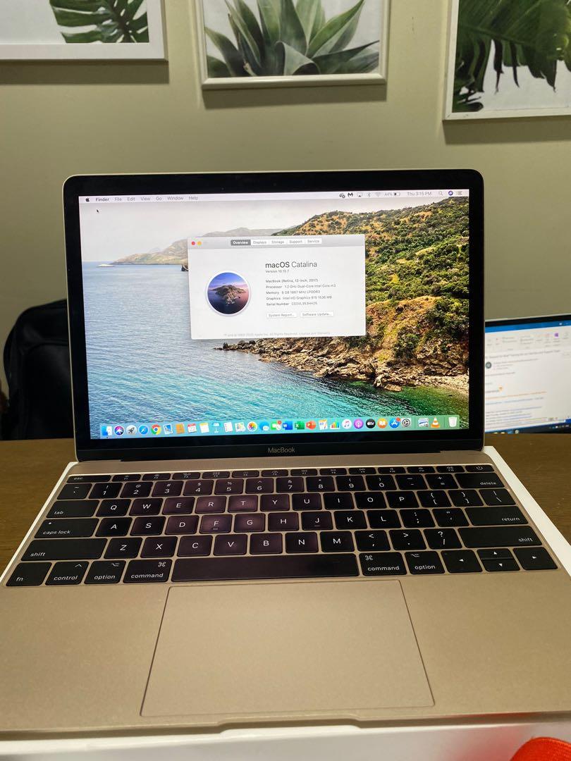 Macbook 12” 2017 Retina Gold (Category: Laptops & Notebooks) located in Manila. Submitted by mcp3493 (Listing ID 1043804179, Image 1). Description: complete w/original package box, type C charger bought from Powermac w/receipt worth P76,999 1.2 GHz Intel Core m3 Battery Cycle Count 254 no issues, no repair history, seldom used, 98% scratch-free, w/Acme Made protective case worth 3k+ giving for free see all other specs in the last 2 pics.