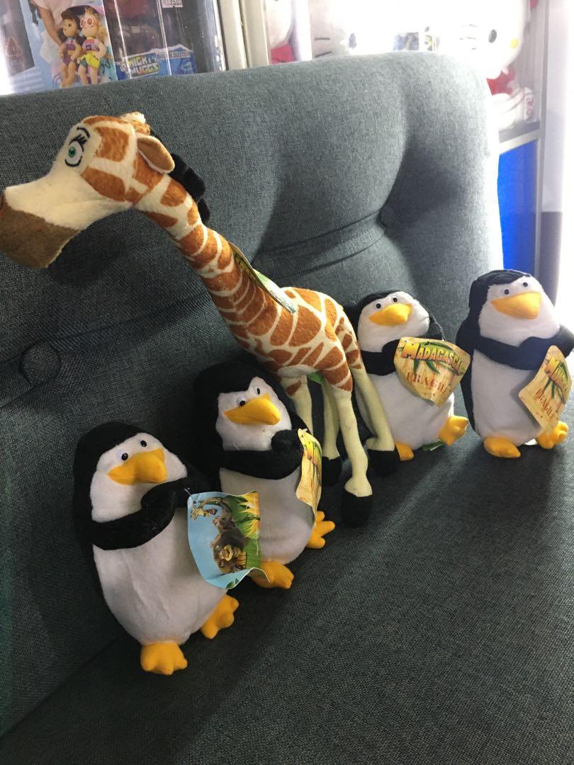 Madagascar Plush Toys (Category: Plushies & Soft Toys) located in Quezon City. Submitted by treshermanasonlineshoppe (Listing ID 1043722051, Image 2). Description: Madagascar💕 Original and brand new from Japan. With Madagascar paper tag and label. Sizes: Penguin - 6.5” high Giraffe - 11” high.