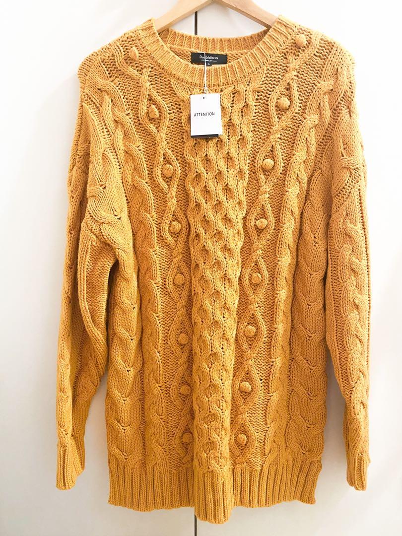 mustard cable knit sweater