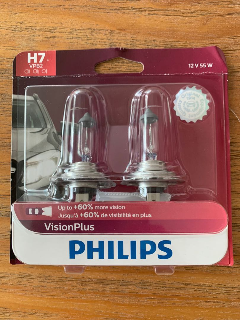 Philips H7 VisionPlus Upgrade Headlight Bulb with up to 60% More Vision, 1  Pack