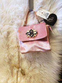 PINK brush velvet purse
