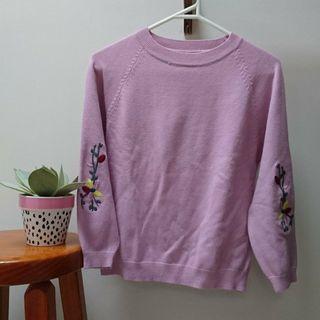 Pink embroidered sleeve jumper from Japan size xs