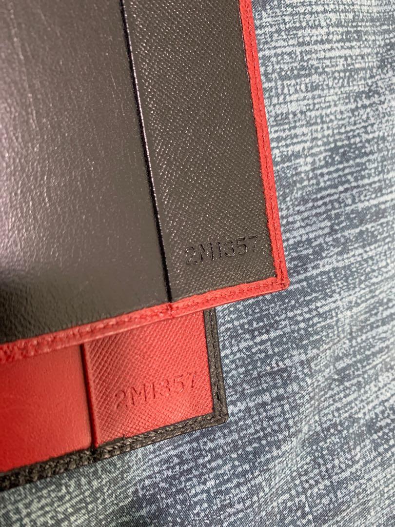 Prada Long Saffiano Leather Passport Holder Wallet 1M1342 Cherry