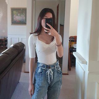 Princess polly white bodysuit size 4 xxs
