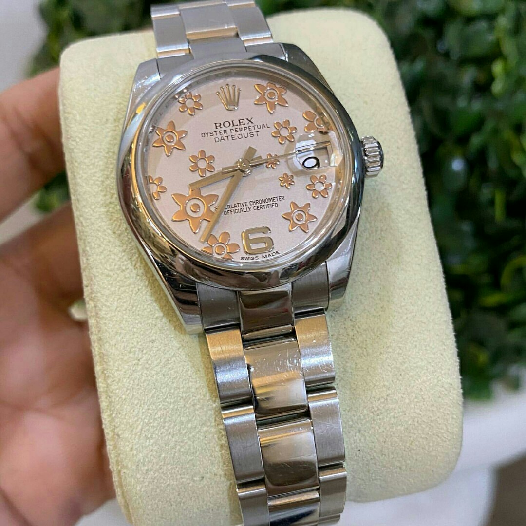 Rolex pink cheap flower face