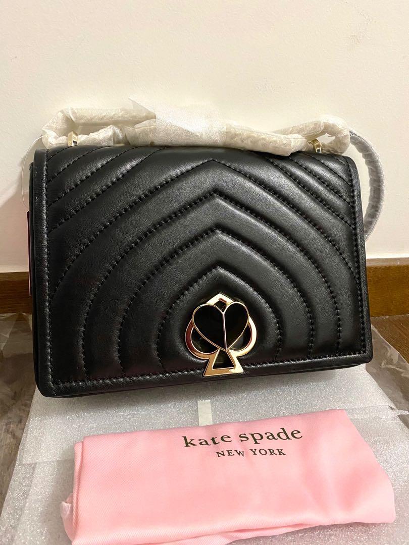 INSTOCK Kate Spade Amelia Twistlock Medium Convertible Chain Shoulder Bag Handbag Slingbag Crossbody Black Quilted