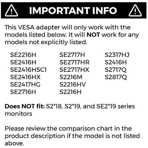 HumanCentric VESA Mount Adapter Compatible with Dell Monitors SE2416HX,  SE2717HX, SE2717HR, SE2717H, S2216M, S2216H, SE2716H, SE2216H, SE2417HG