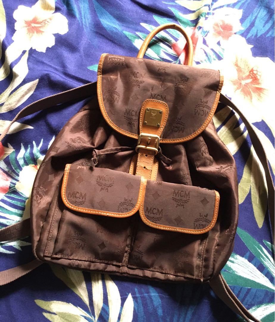 Mcm canvas backpack deals