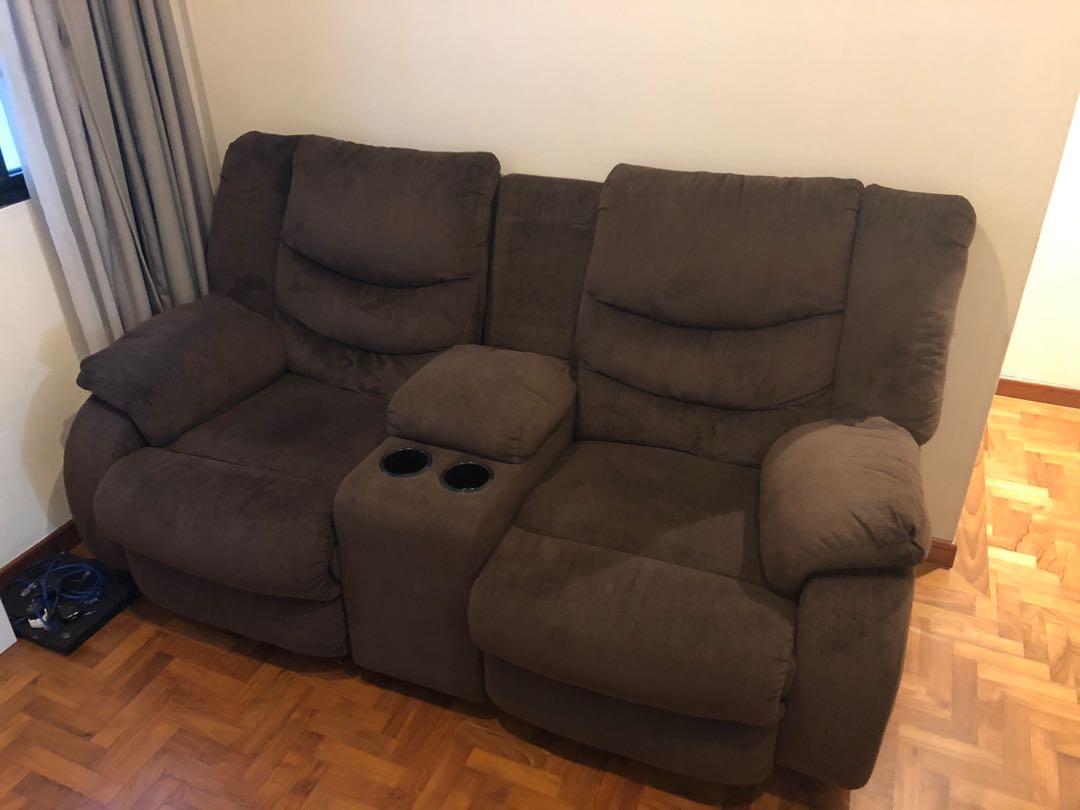 2 Seater Reclining Sofa With Cup