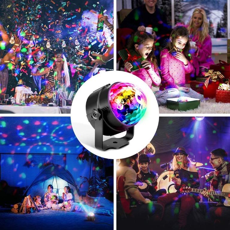 2x Disco Lights OMERIL Sound Activated Disco Ball Lights with 4M 13ft USB Power Cable 3W