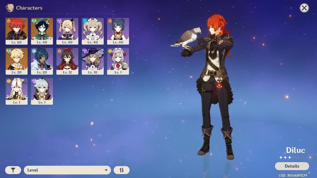 Ar31 Diluc Venti Fischl S Tier Genshin Impact Asia Account Video Gaming Video Games On Carousell