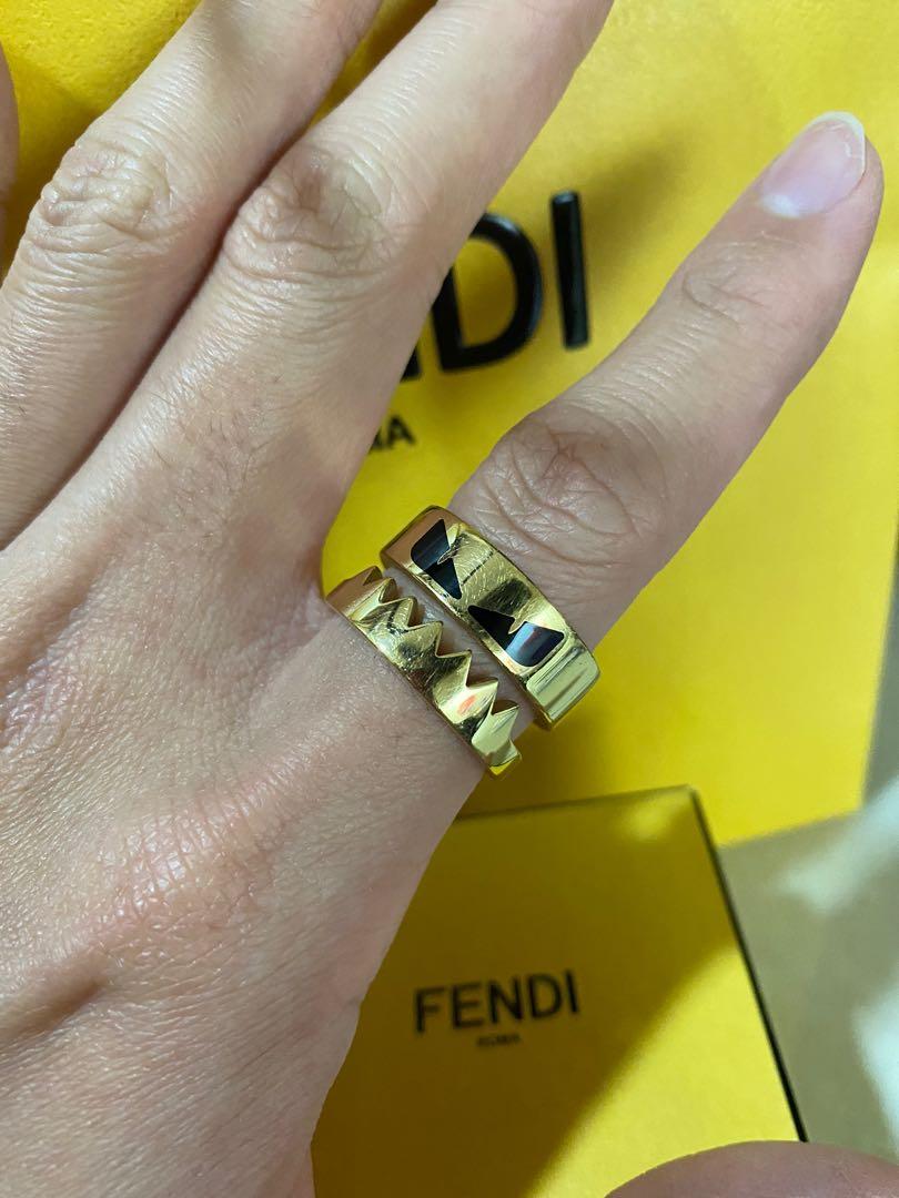 💯 Ori Fendi Gold Ring, Luxury, Accessories on Carousell