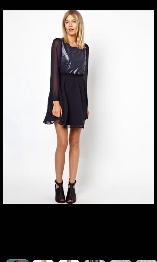 Petite black swing dress sales