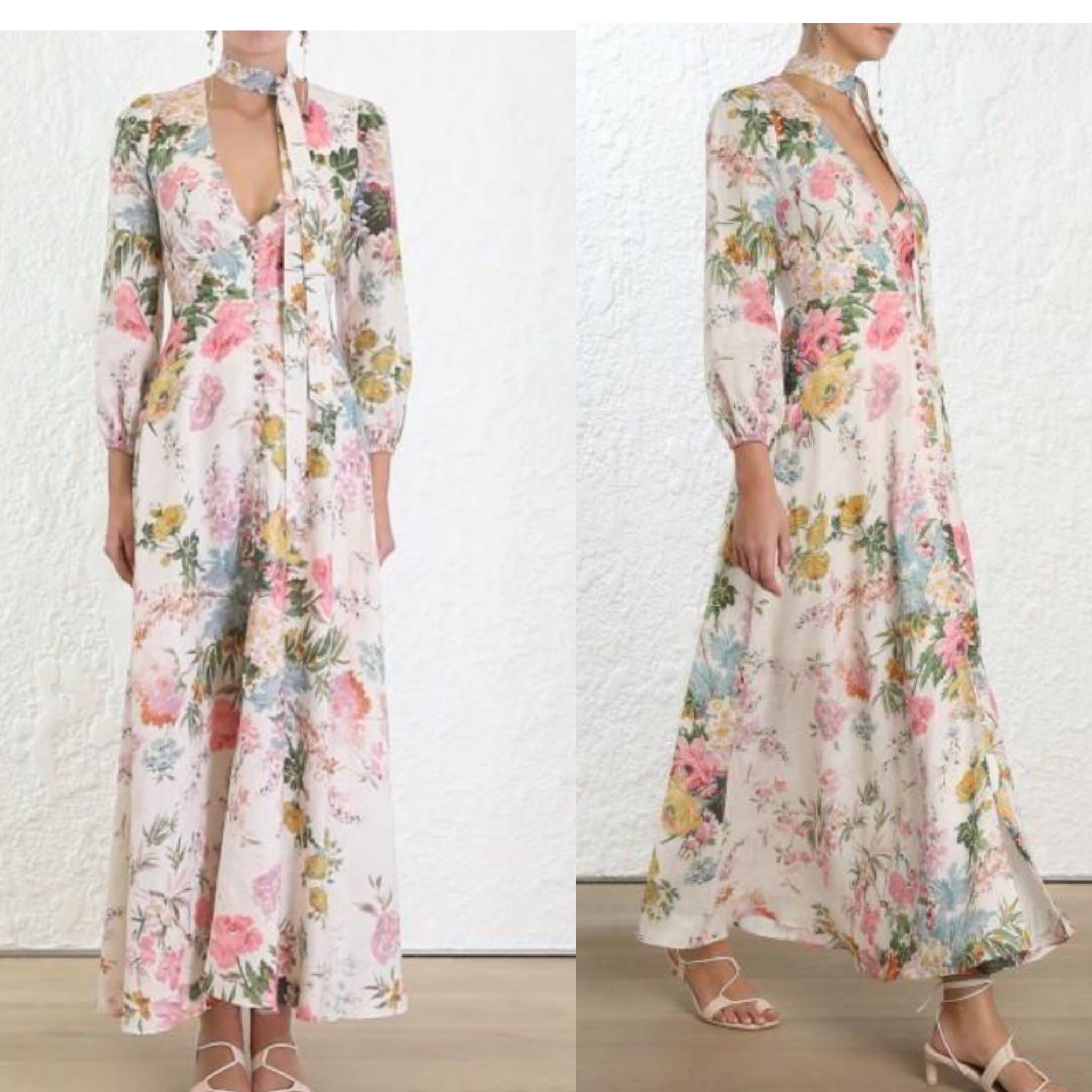 BN Authentic Zimmermann Heathers Plunge Long Dress