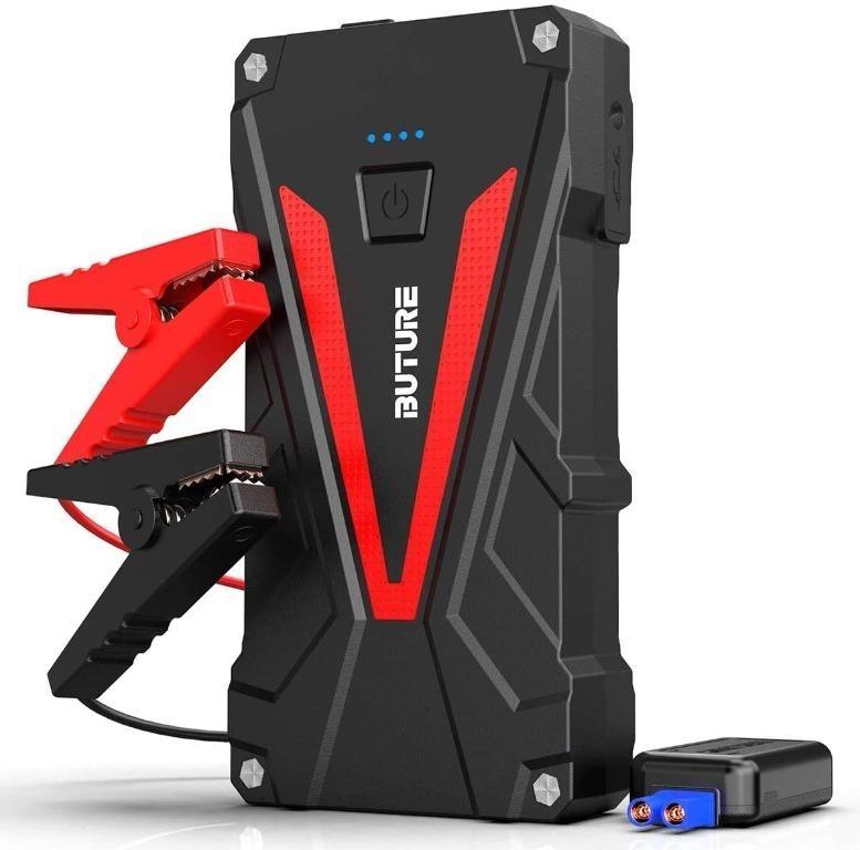Flashlight BUTURE Portable Car Jump Starter Quick-Charge Car Battery Jump Starter with Extended Smart Jumper Cables 800A 12000mAh Lithium Car Starter for up to 6.0L Gas/5.0L Diesel Engine 