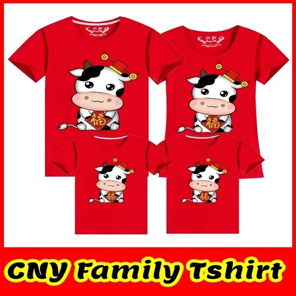 Cny 2021 Chinese New Year Couple Family Matching Print Top Tees Tshirt Shirt Women S Fashion Clothes Tops On Carousell