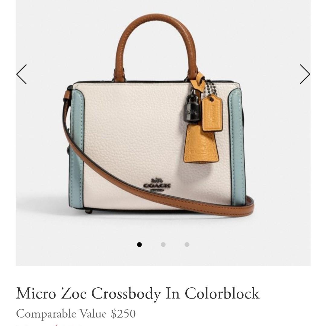 Genuine COACH Micro Zoe Crossbody Bag In Colorblock White, Women's Fashion,  Bags & Wallets, Cross-body Bags on Carousell