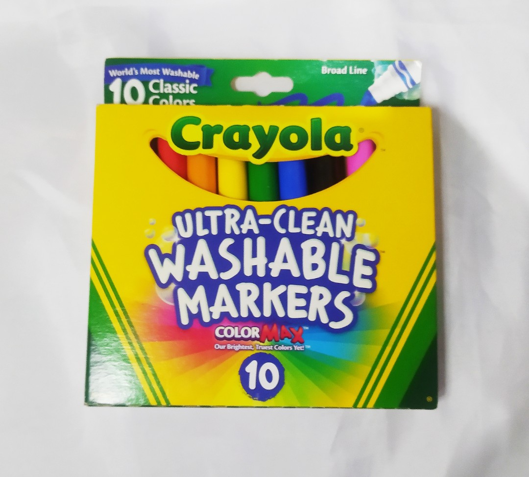 Crayola WASHABLE Markers Classic Colors 10pcs, Hobbies & Toys, Stationary & Craft, Craft