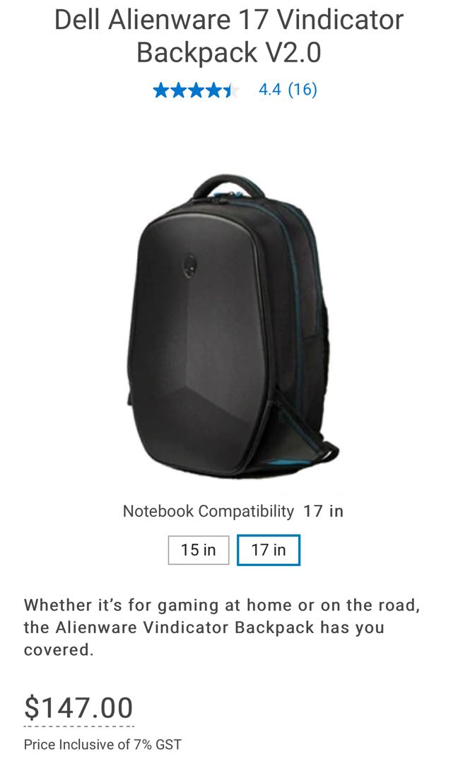 Dell Alienware 17 Vindicator Backpack V2.0 Computers Tech
