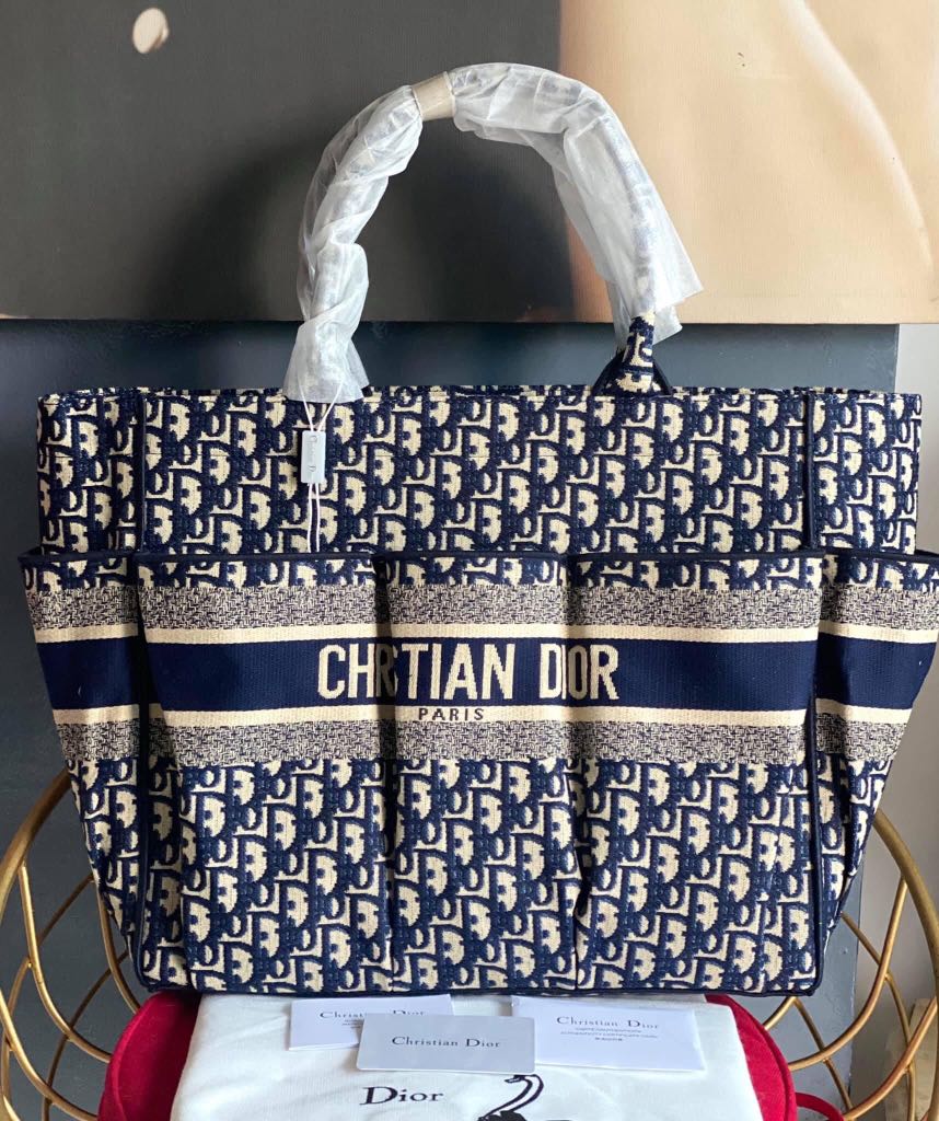 Christian Dior Oblique Jacquard Catherine Blue Tote Bag