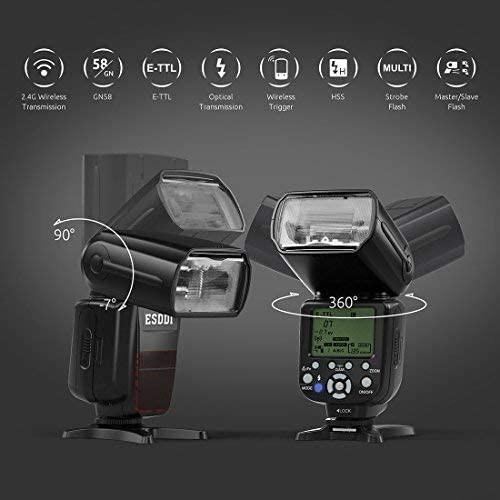 ESDDI Camera Flash for Canon DSLR Camera, ETTL 1/8000 HSS GN58, Multi