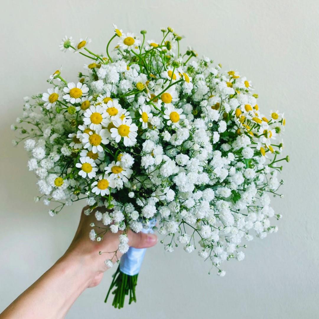 free delivery chamomile daisy baby breath bridal bouquet for wedding engagement